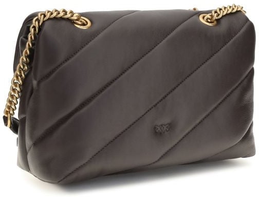PINKO Brown Calf Leather Bos Taurus Shoulder Bag Bruin