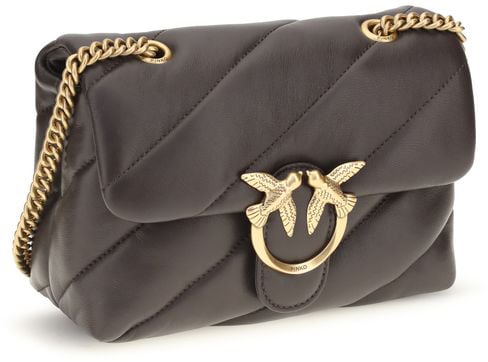 PINKO Brown Calf Leather Bos Taurus Shoulder Bag Divers