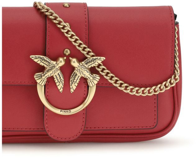 PINKO Multicolor Calf Leather Bos Taurus Shoulder Bag Bruin