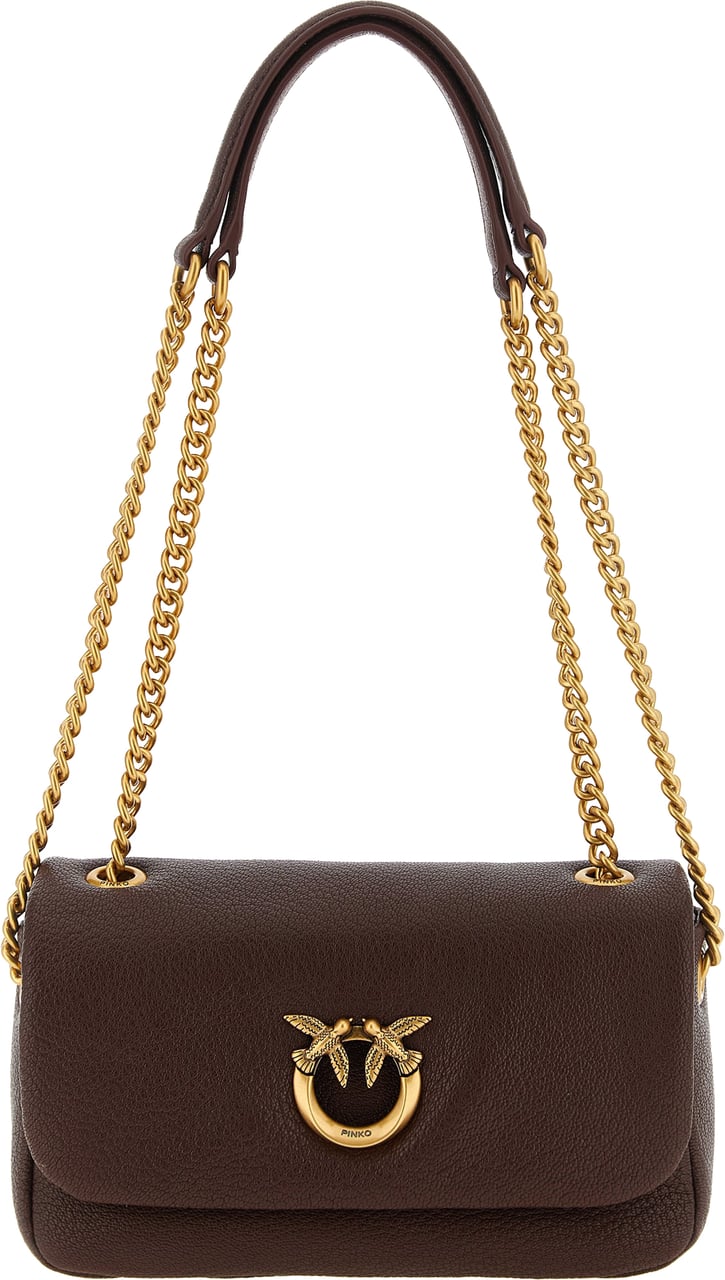 PINKO Brown Lamb Leather Shoulder Bag Bruin