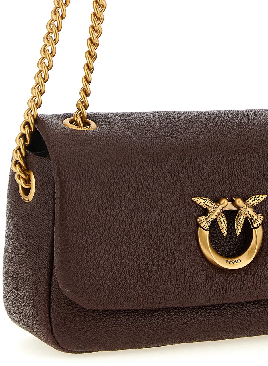 PINKO Brown Lamb Leather Shoulder Bag Bruin