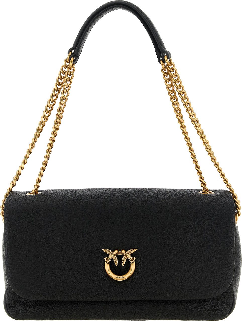 PINKO Black Lamb Leather Shoulder Bag Zwart
