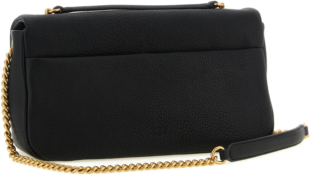 PINKO Black Lamb Leather Shoulder Bag Zwart