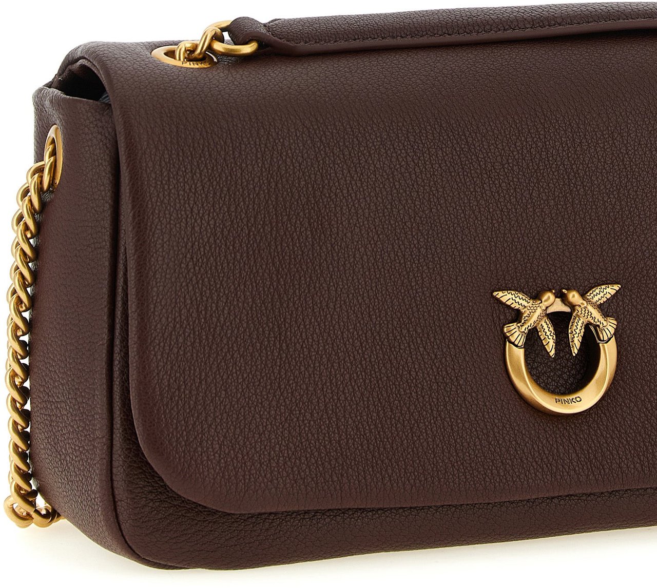 PINKO Brown Lamb Leather Shoulder Bag Bruin