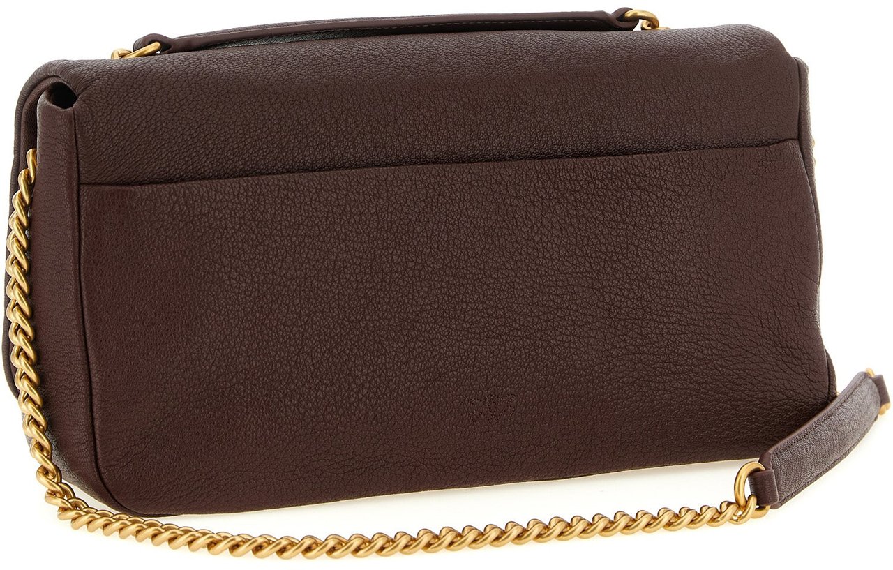 PINKO Brown Lamb Leather Shoulder Bag Bruin