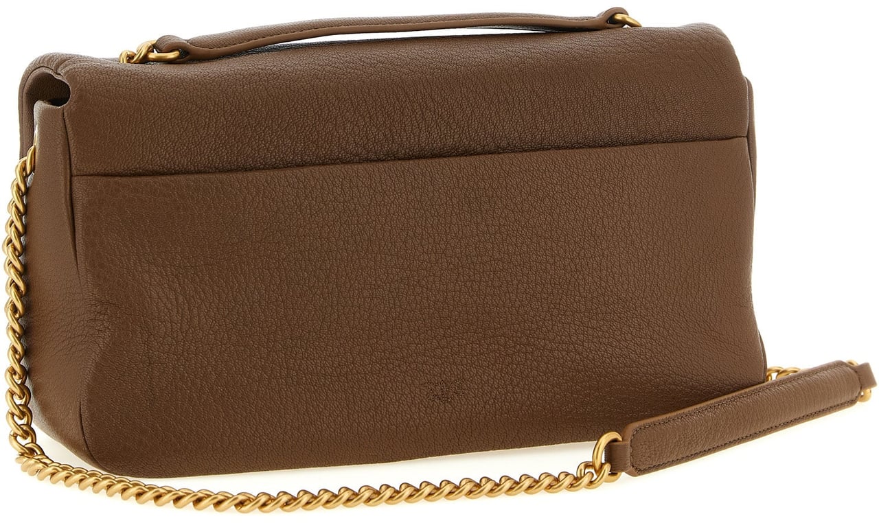 PINKO Brown Lamb Leather Shoulder Bag Bruin