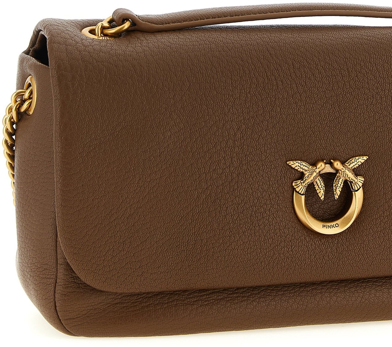 PINKO Brown Lamb Leather Shoulder Bag Bruin
