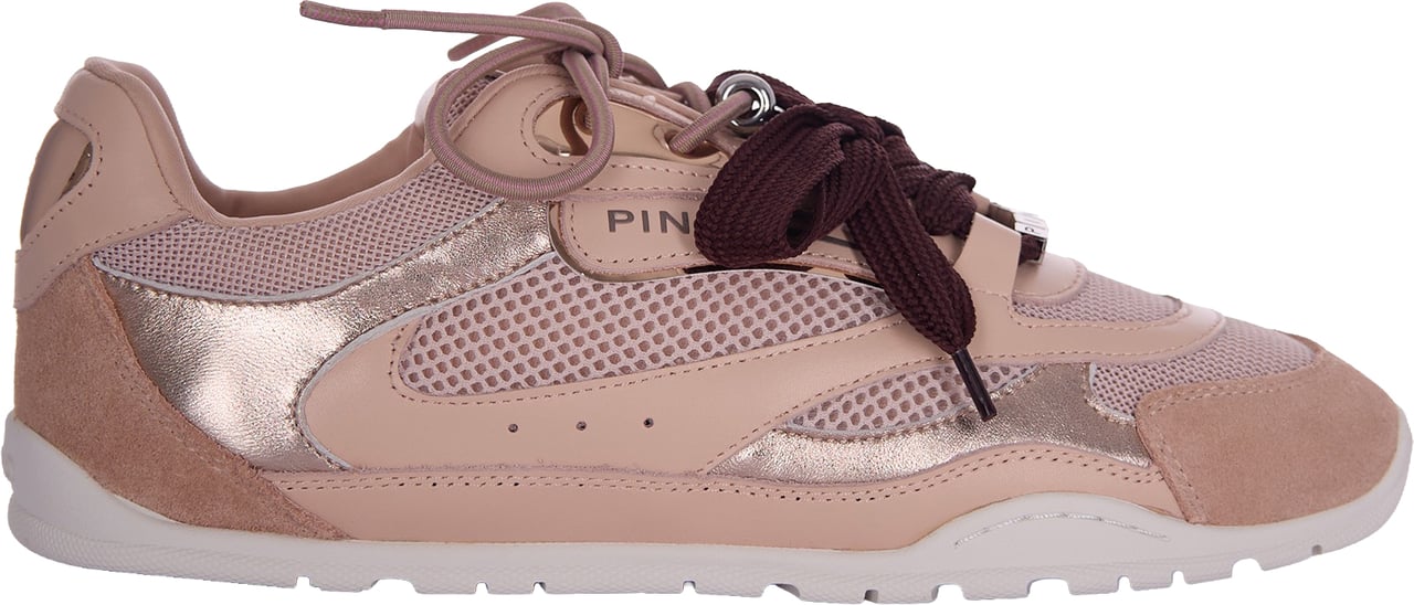 Pinko Nude Tonal Sneakers With Metallic Charms Roze
