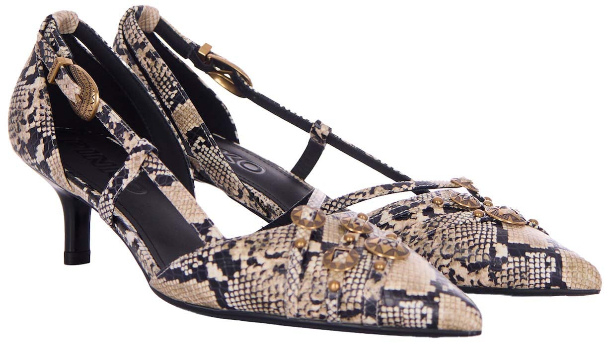 Pinko Gloria Animal-Print Slingback Grijs