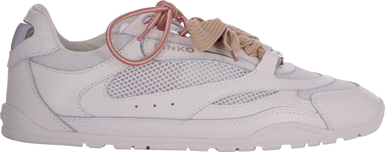Pinko Minimalist White Sneakers with Technical Mesh Paars