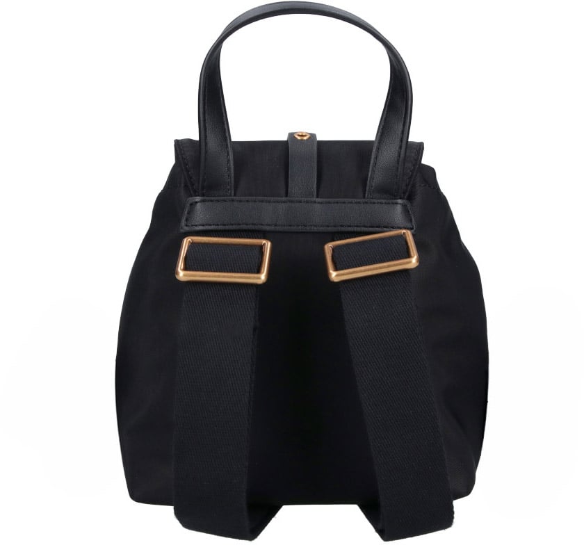 Pinko Black Compact Studs Leather Backpack Zwart