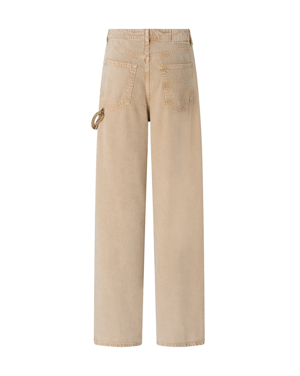 Pinko Loose Fit Bull Denim Jeans with Marbled Wash and Decorative Accents Neutraal