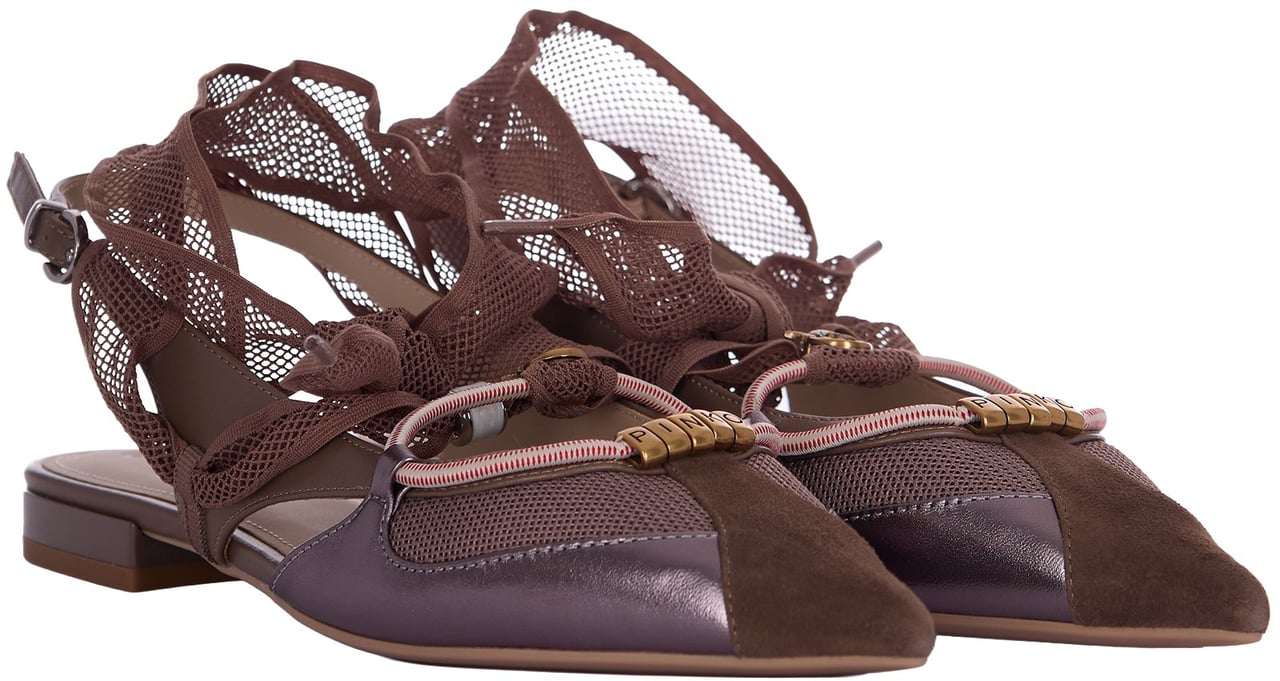 Pinko Slingback Ballerina Flats With Pointed Toe Grijs