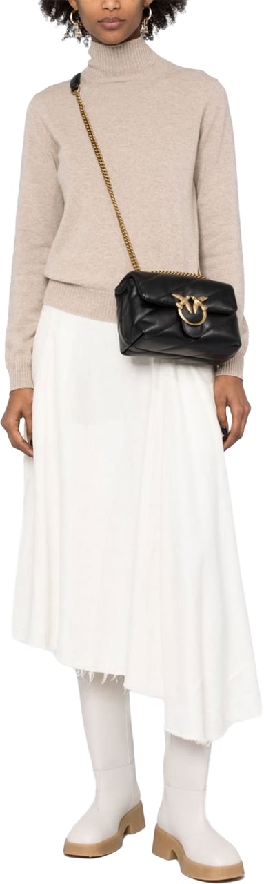 Pinko Love Puff Mini Quilted Leather Satchel Zwart