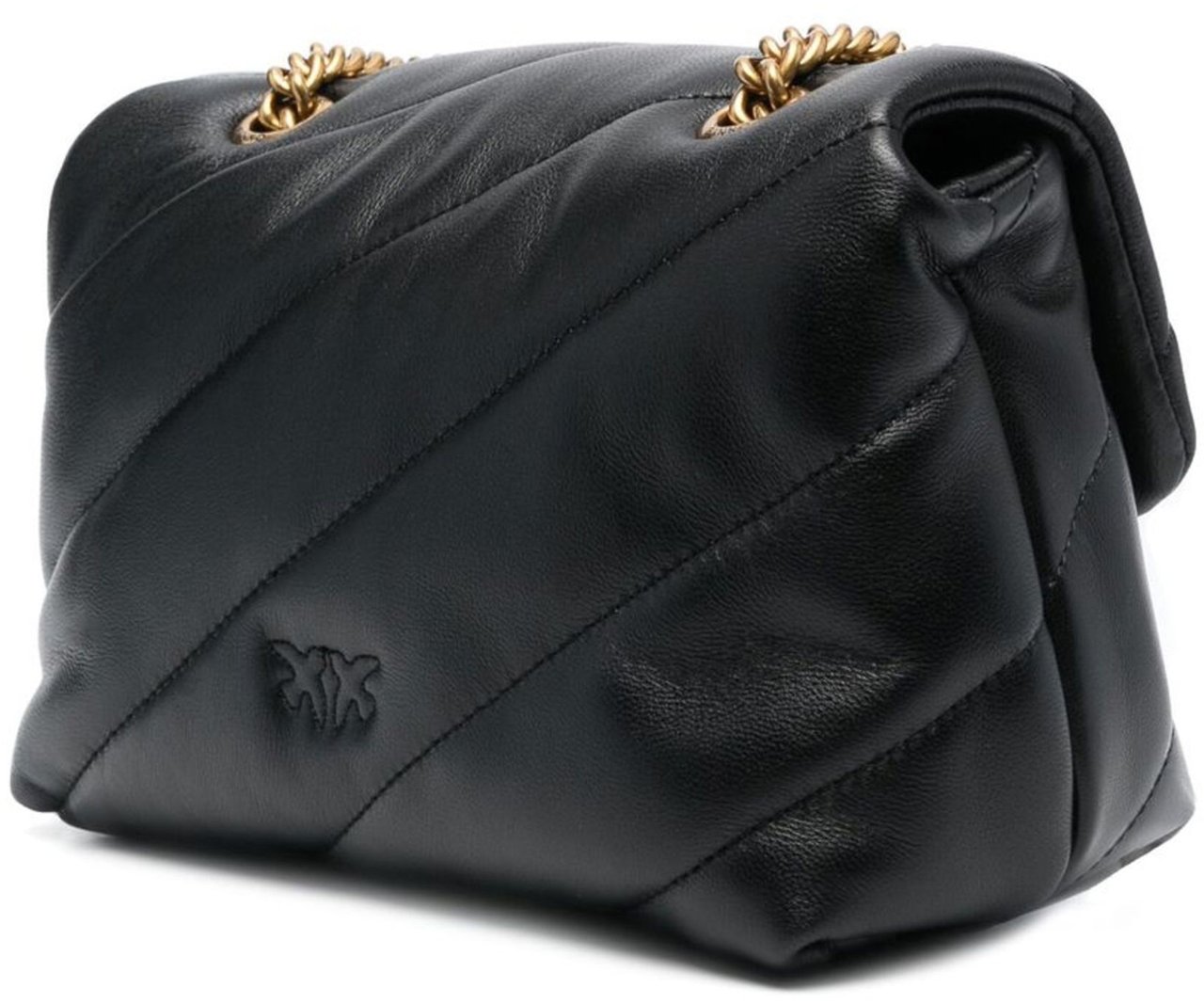Pinko Love Puff Mini Quilted Leather Satchel Zwart
