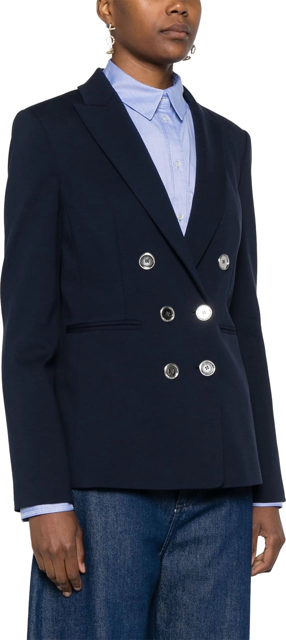 Pinko Alexia Double-Breasted Viscose/Polyamide Blazer Zwart
