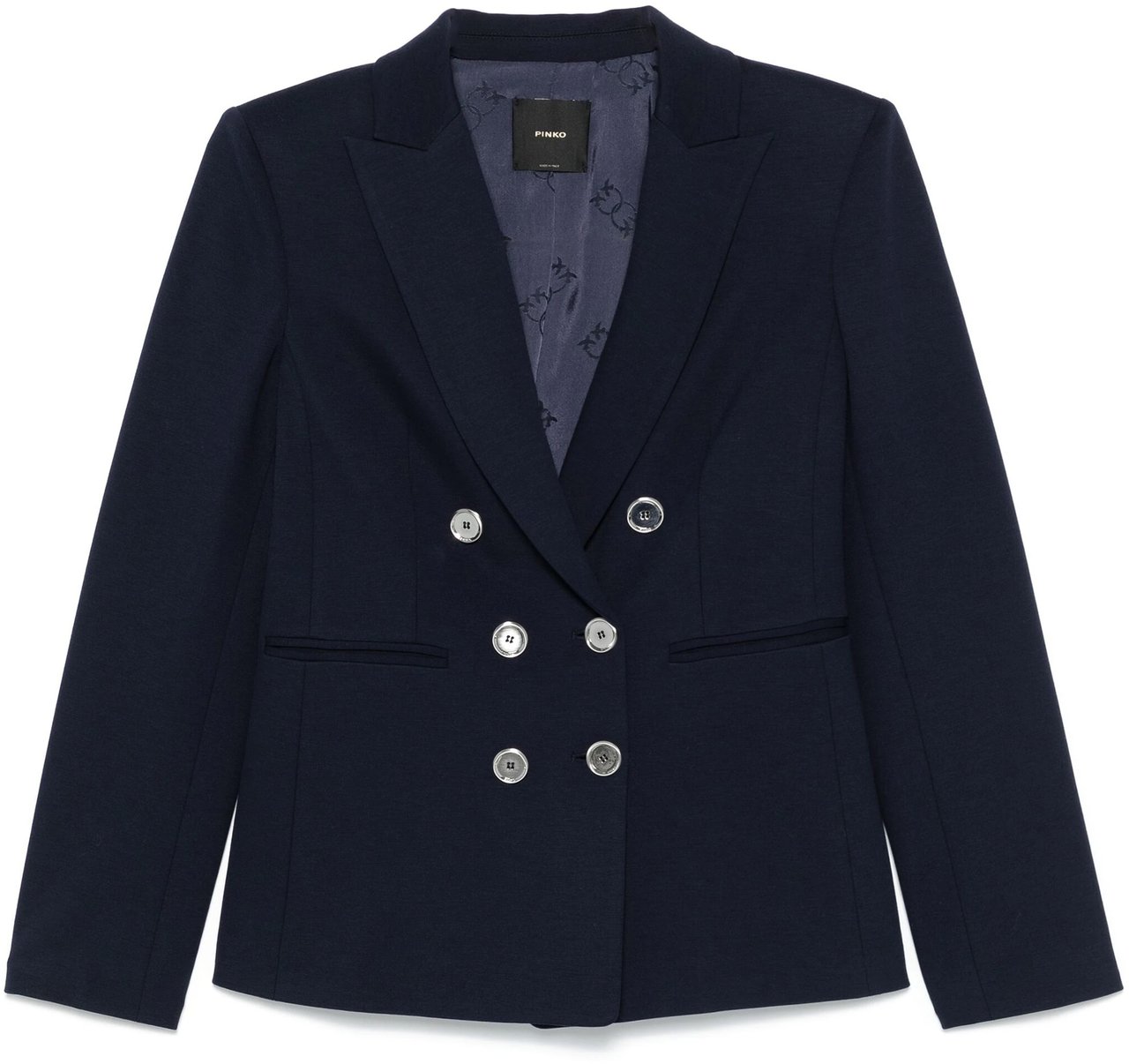 Pinko Alexia Double-Breasted Viscose/Polyamide Blazer Zwart