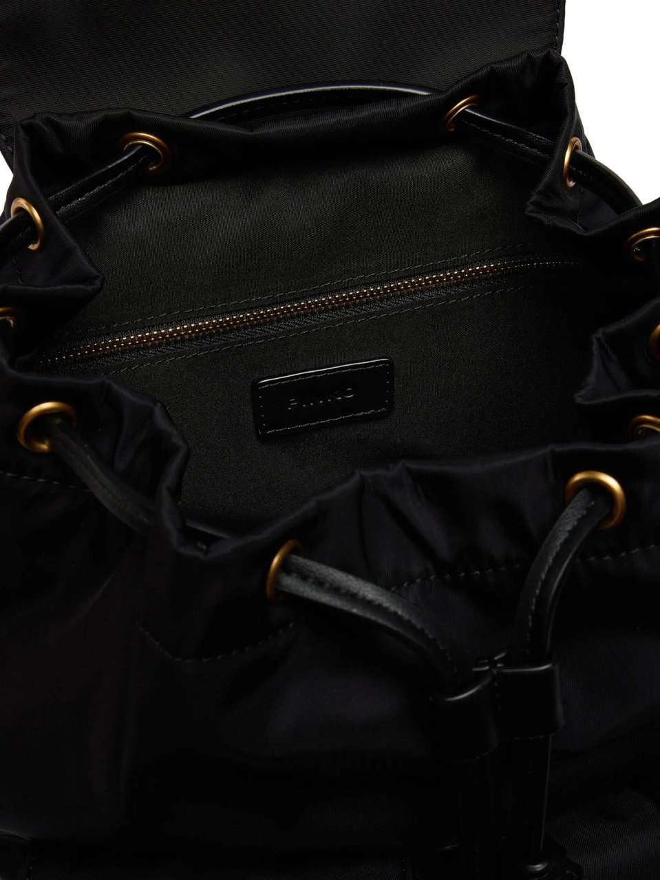 Pinko Black Backpack Decorative Flap Gold-Accent Backpack Zwart