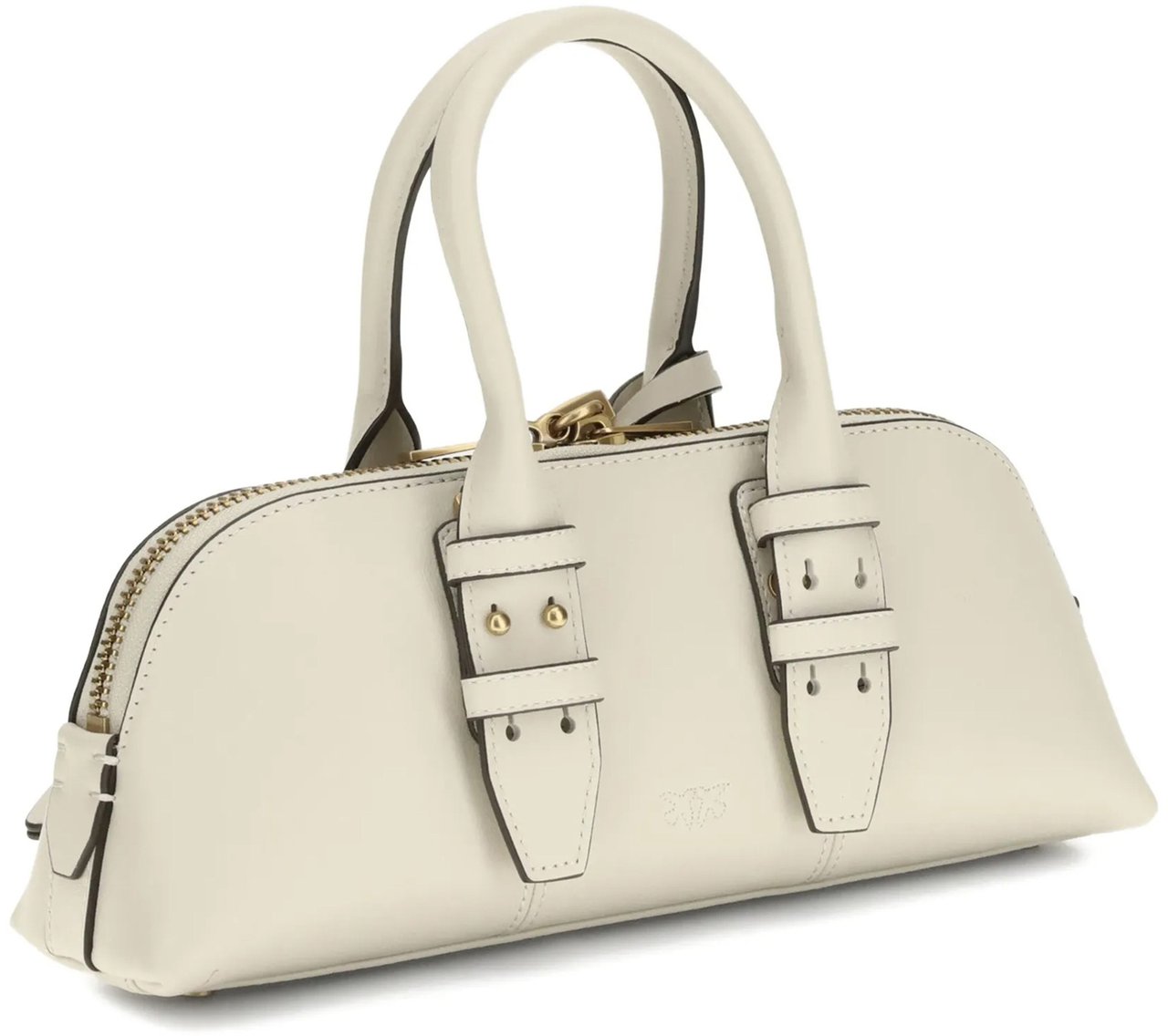 Pinko White Bowling Bag Horizontal Synthetic Handbag Neutraal