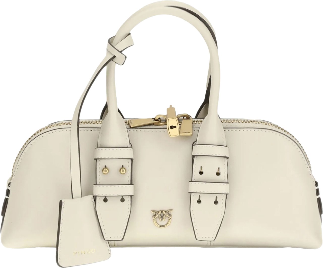 Pinko White Bowling Bag Horizontal Synthetic Handbag Neutraal