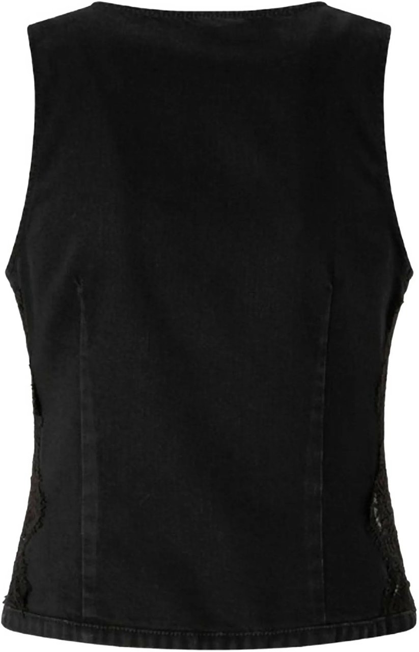 Pinko Pink Gardener Sleeveless V-Neck Fabric Vest Zwart