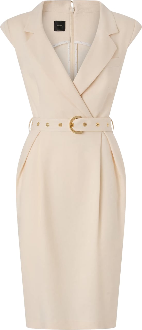 Pinko Sleeveless Midi Dress with Tailored Blazer Bodice Neutraal