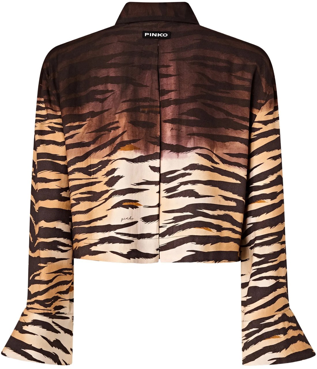 Pinko Brown Cordelia Cropped Tiger-Stripe Print Shirt Zwart