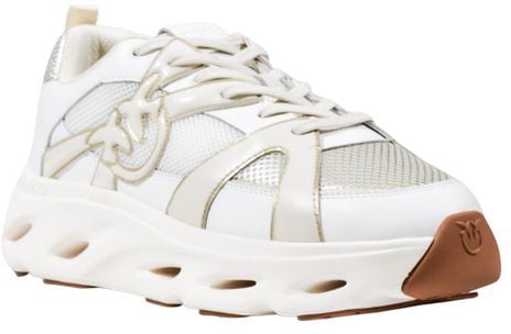 PINKO White Leather Athletic Sneakers Roze