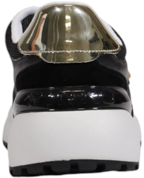 PINKO Black Leather Low Top Sneakers Zwart