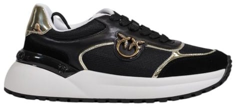 PINKO Black Leather Low Top Sneakers Zwart