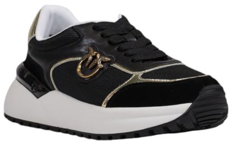 PINKO Black Leather Low Top Sneakers Zwart