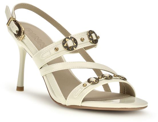 PINKO Beige Calf Leather Bos Taurus Stiletto Heel Sandals Beige