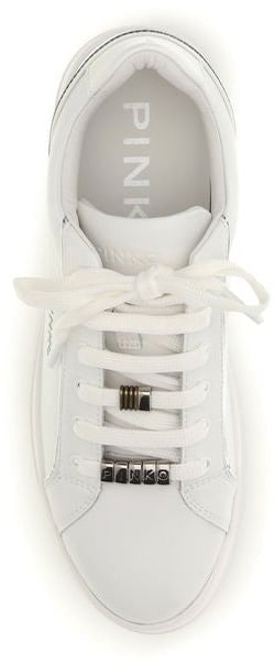 PINKO White Calf Leather Bos Taurus Low Top Sneakers Wit