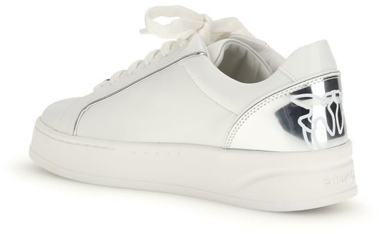 PINKO White Calf Leather Bos Taurus Low Top Sneakers Wit