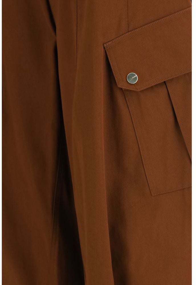PINKO Brown Cotton Casual Pants Bruin