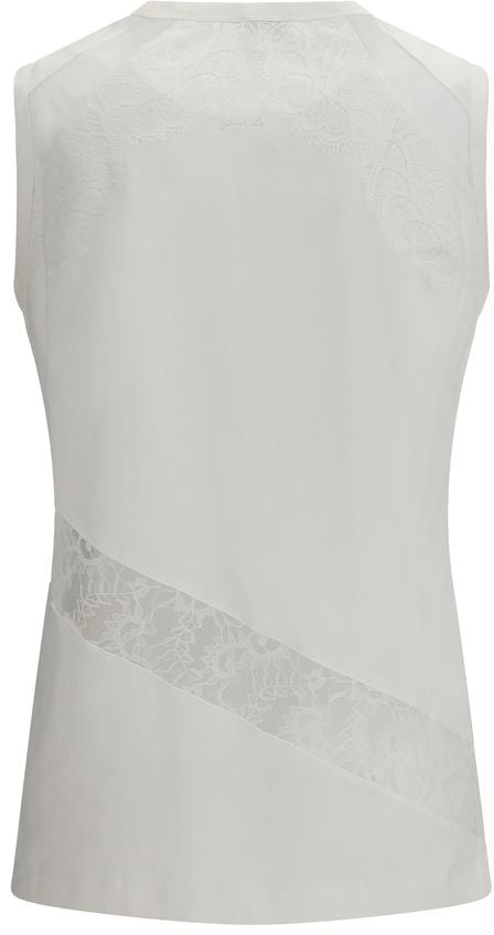 Pinko PINKO White Cotton Sleeveles T-Shirt Wit
