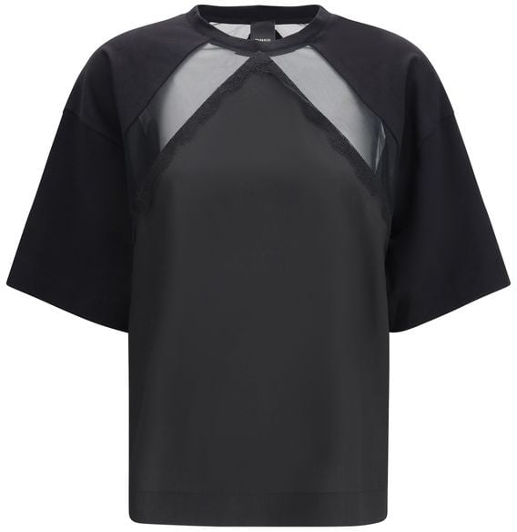 PINKO Black Cotton T-Shirt Zwart
