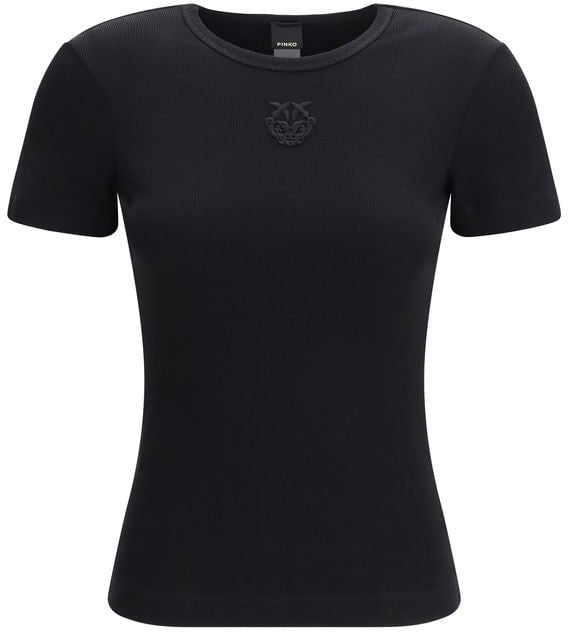 PINKO Black Cotton T-Shirt Zwart