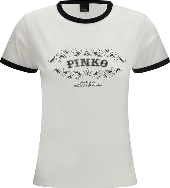 PINKO White Cotton T-Shirt Wit