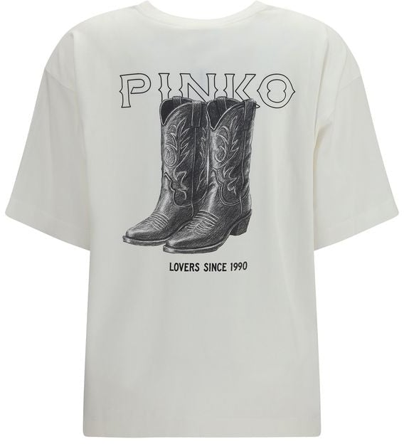 PINKO White Cotton T-Shirt Wit