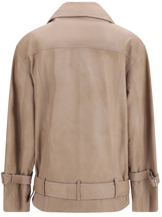 PINKO Beige Lambskin Leather Jacket Beige