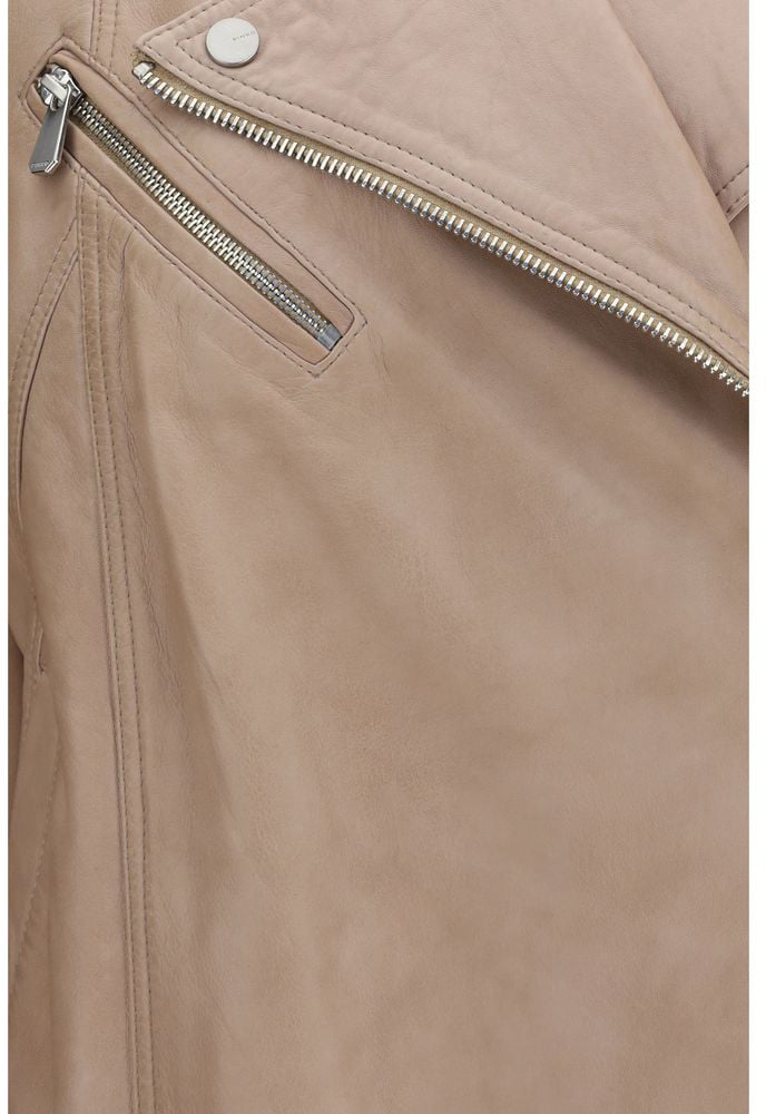 PINKO Beige Lambskin Leather Jacket Beige