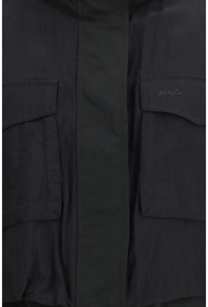 Pinko PINKO Black Nylon Sleveless Jacket Zwart