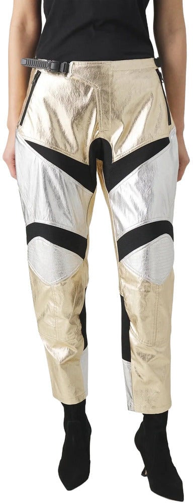 Pinko Pinko Leather Trousers Silver Divers