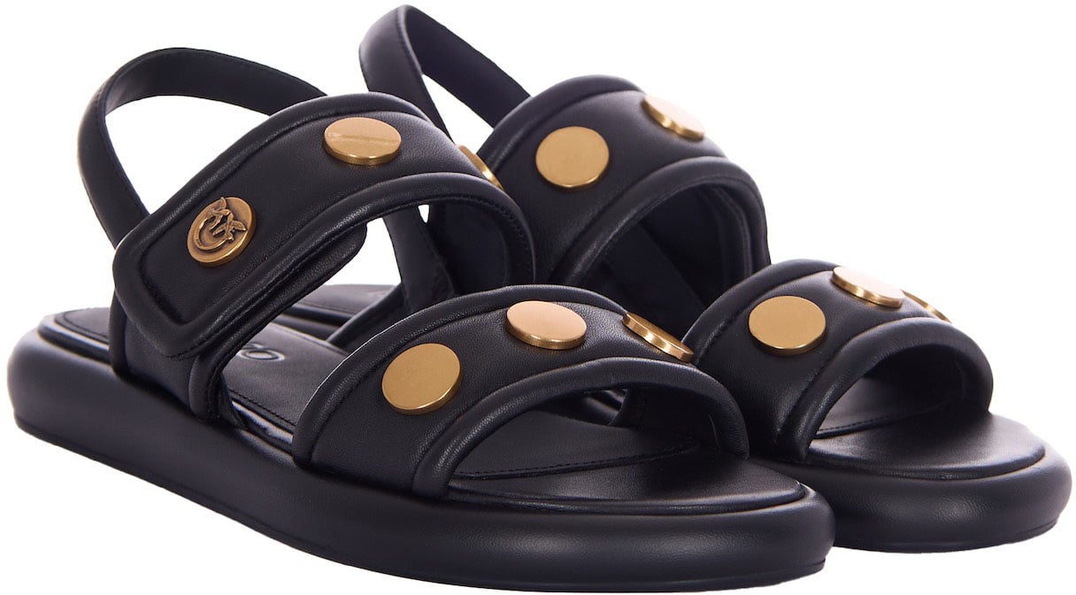 Pinko Fiona Black Sandal With Padded Straps Zwart