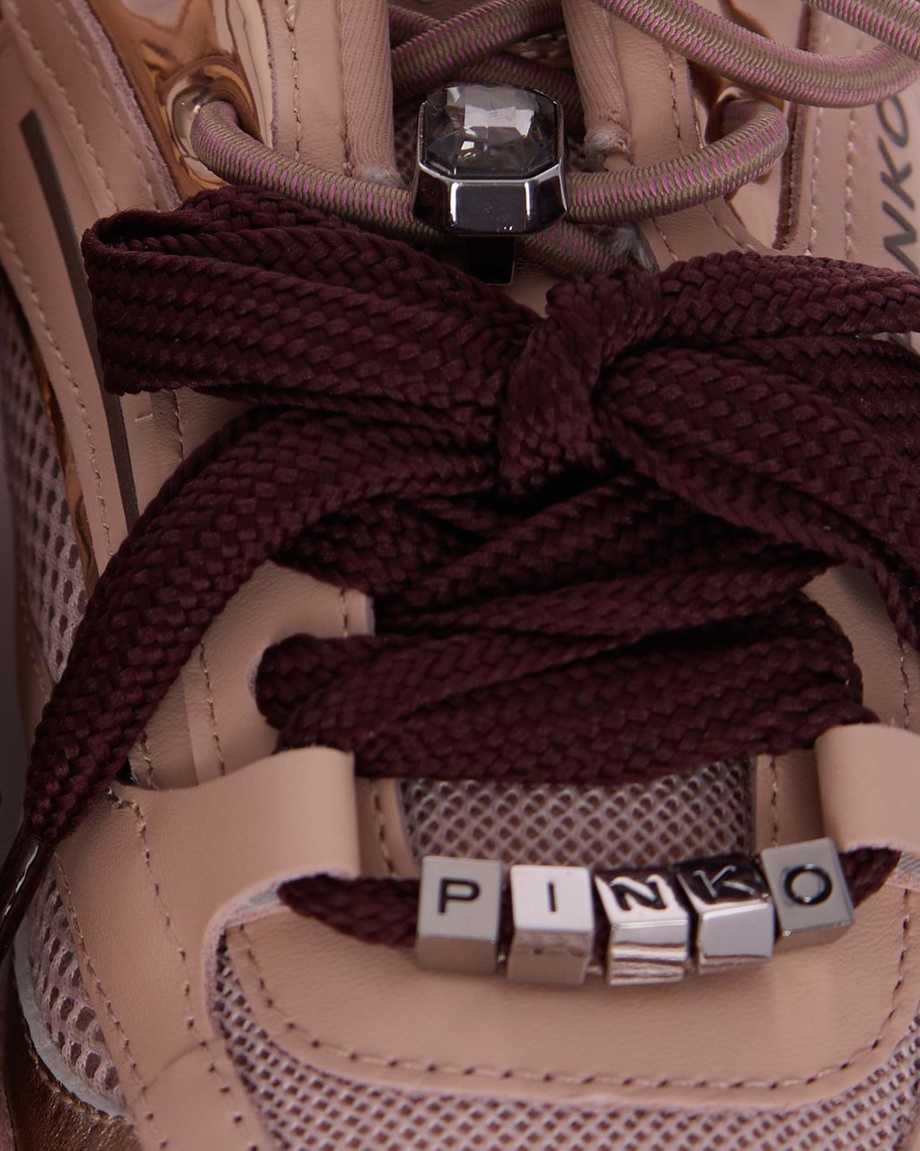 Pinko Nude Tonal Sneakers With Metallic Charms Roze