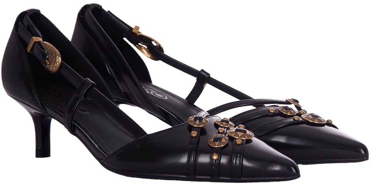 Pinko Slingback Pointed-Toe Shoes With Decorative Buckles Zwart