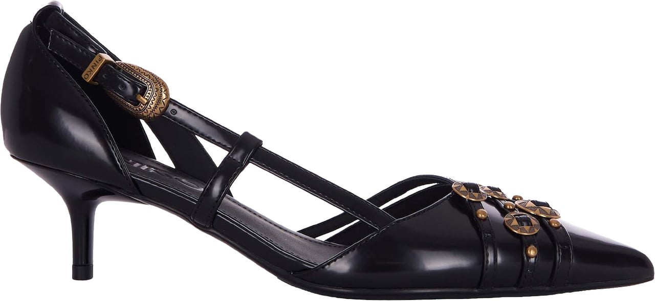 Pinko Slingback Pointed-Toe Shoes With Decorative Buckles Zwart
