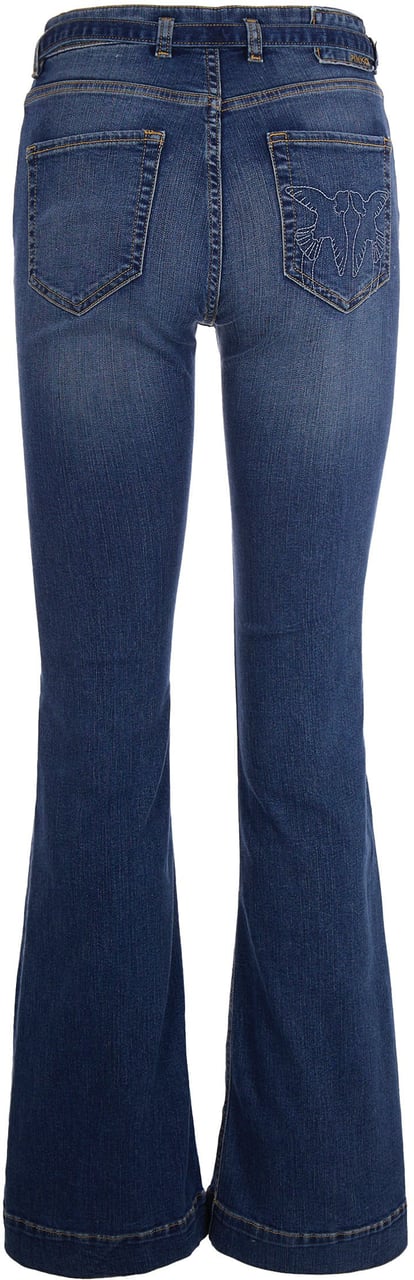 Pinko Flared Jeans with Love Birds Motif Zwart