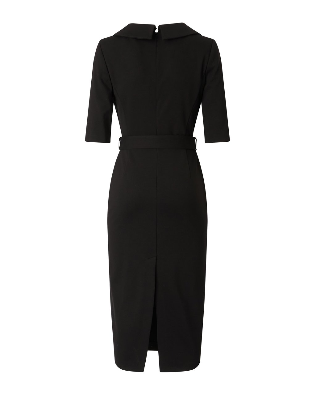 Pinko Fitted Midi Dress with V-Neckline and Logo Belt Zwart